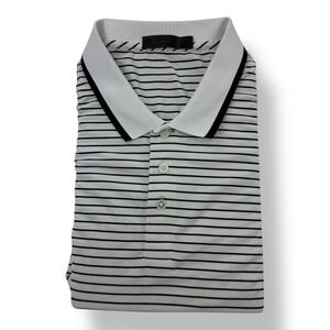 G/Fore White Blue Stripe Stretch Golf Polo Shirt Men's Size XL Polyester Spandex
